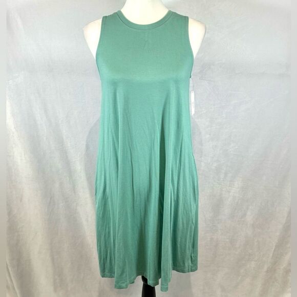 Aqua seafoam green jersey knit swing dress with pockets size small NWT - Picture 3 of 6